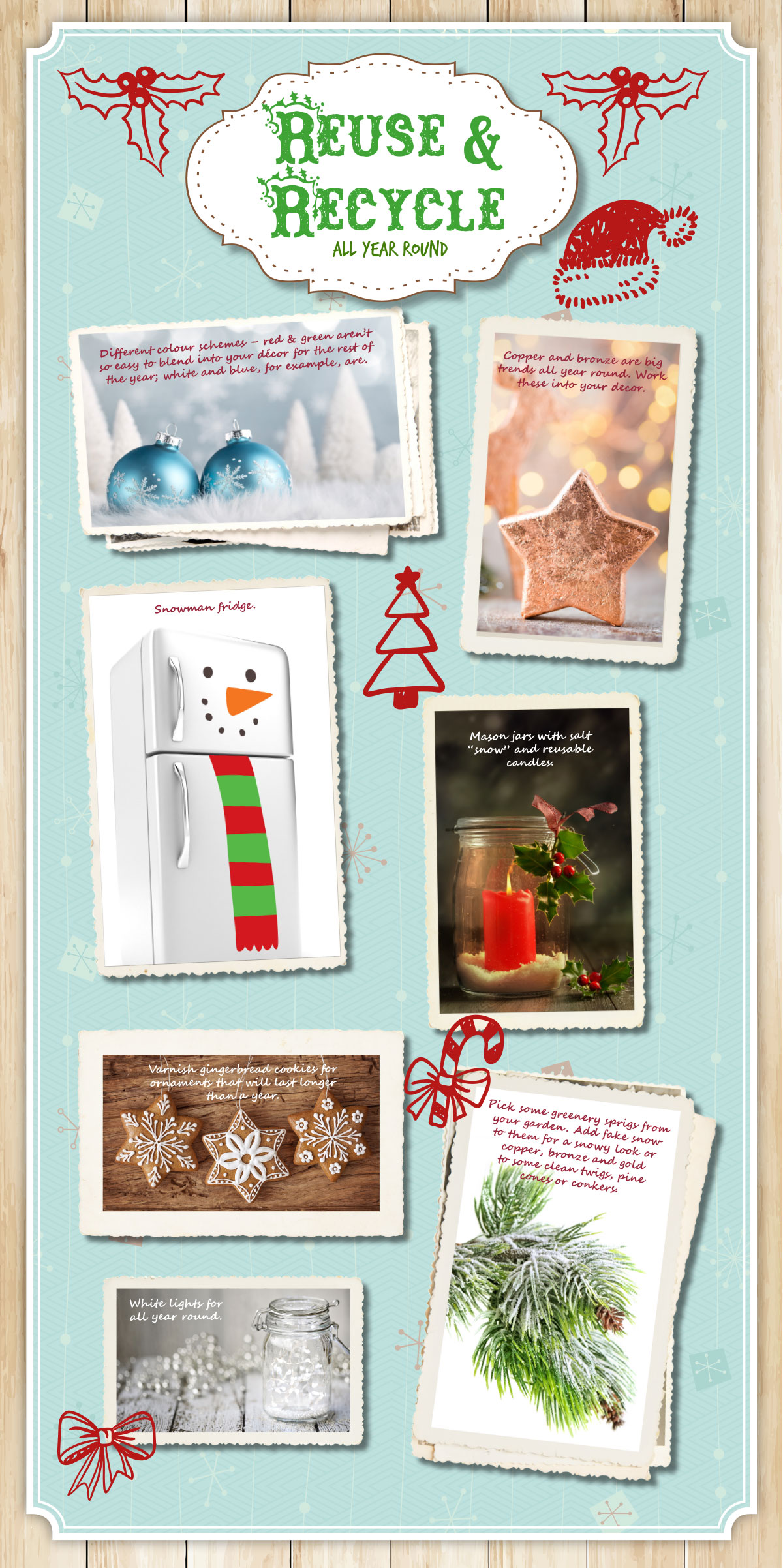 Christmas, decorations, reuse, recycle, eco, environment, DIY, festive decor, infographic, Festive Lights