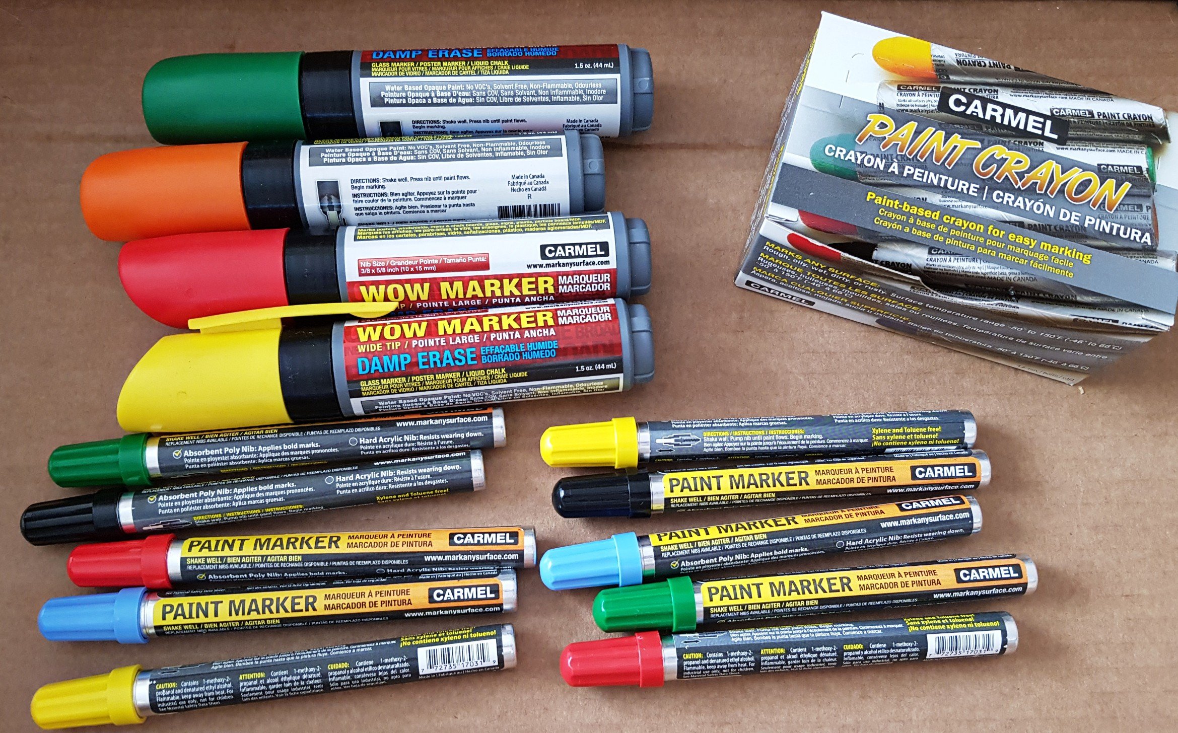 Selection of Carmel Industries Paint Markers, Paint Crayons and Damp Erase Markers.