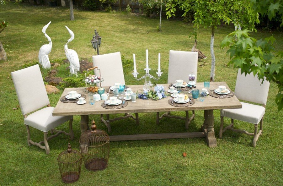 A picture of garden furniture and decor.