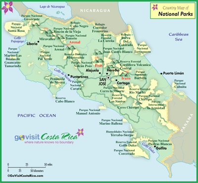 Costa Rica National Parks map