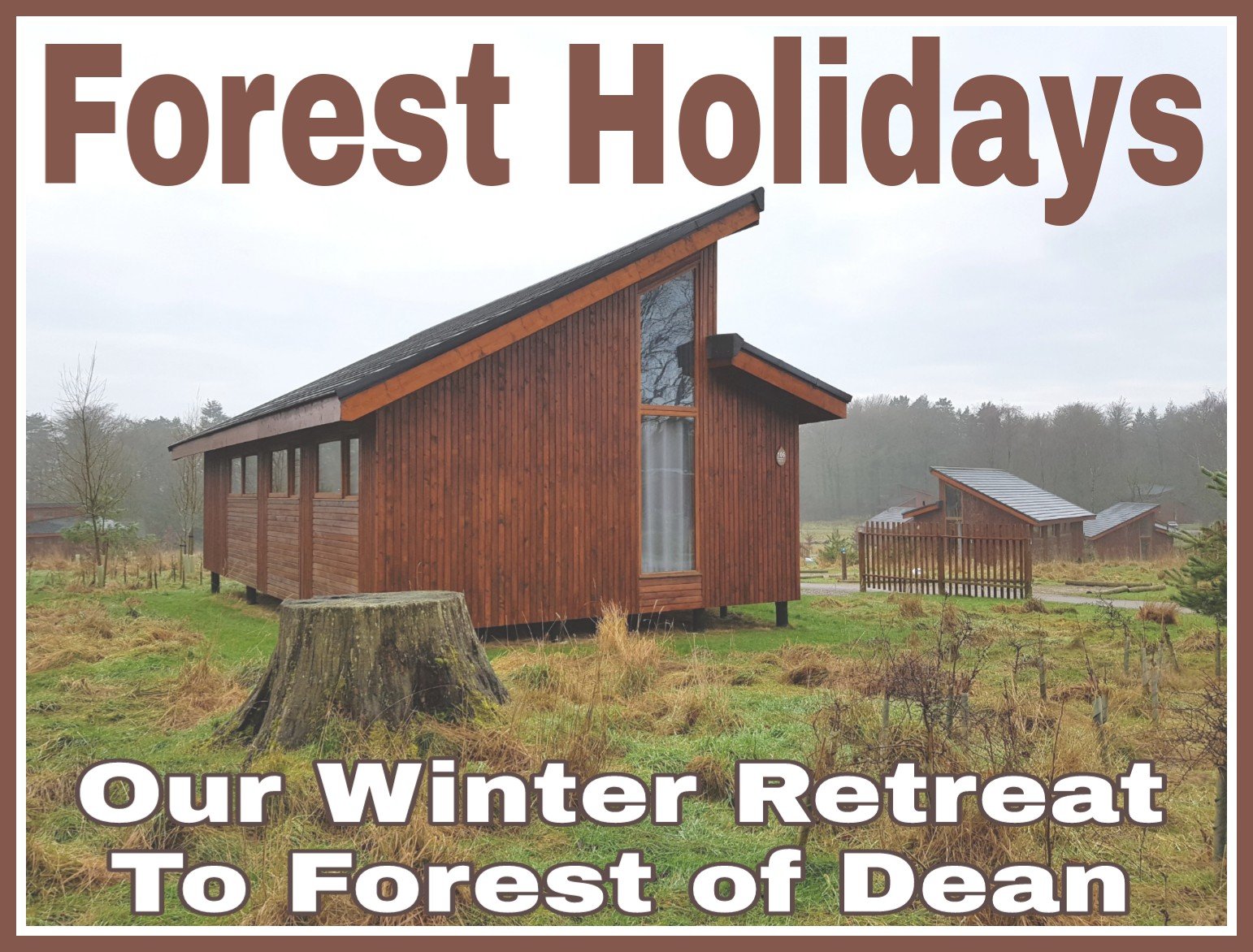 Title written on image of Forest Holidays cabin.