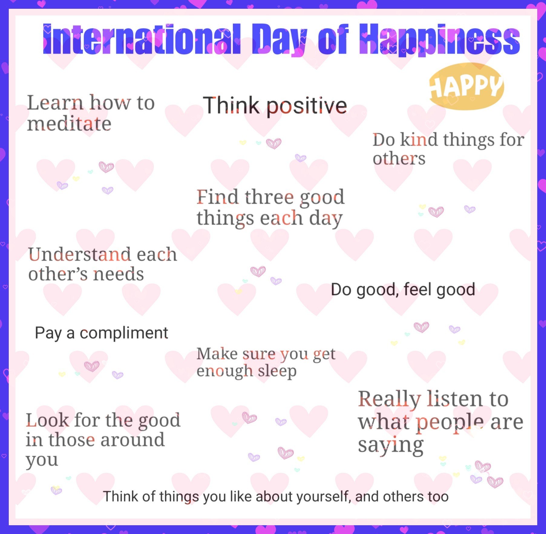 International Day of Happiness infographic