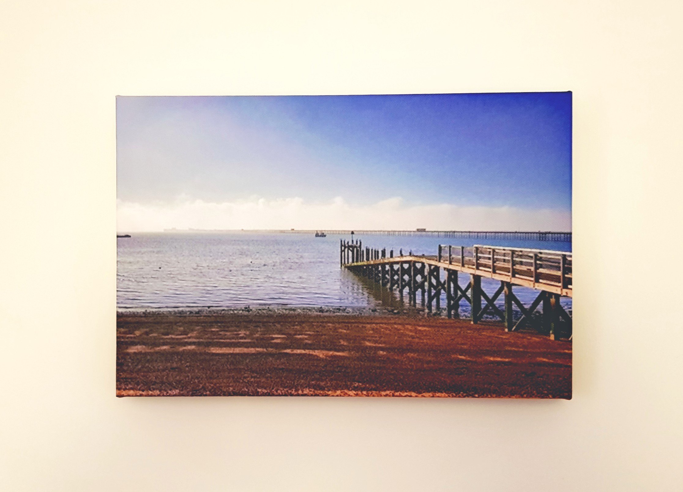 CanvasChamp canvas wall hanging art. Picture of Southend beach, Essex. Photography of sea by Living Life Our Way.
