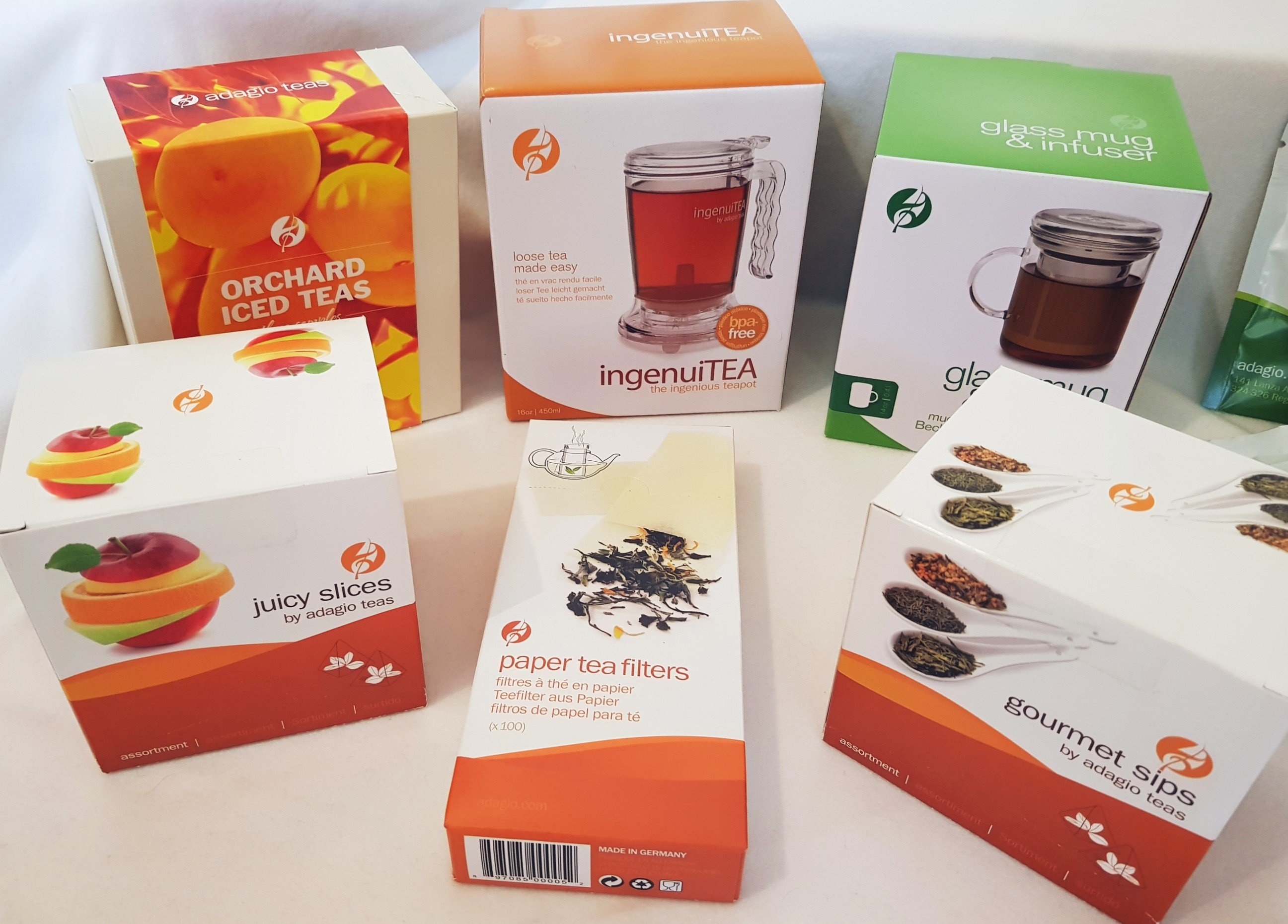 A selection of Adagio Teas and accessories