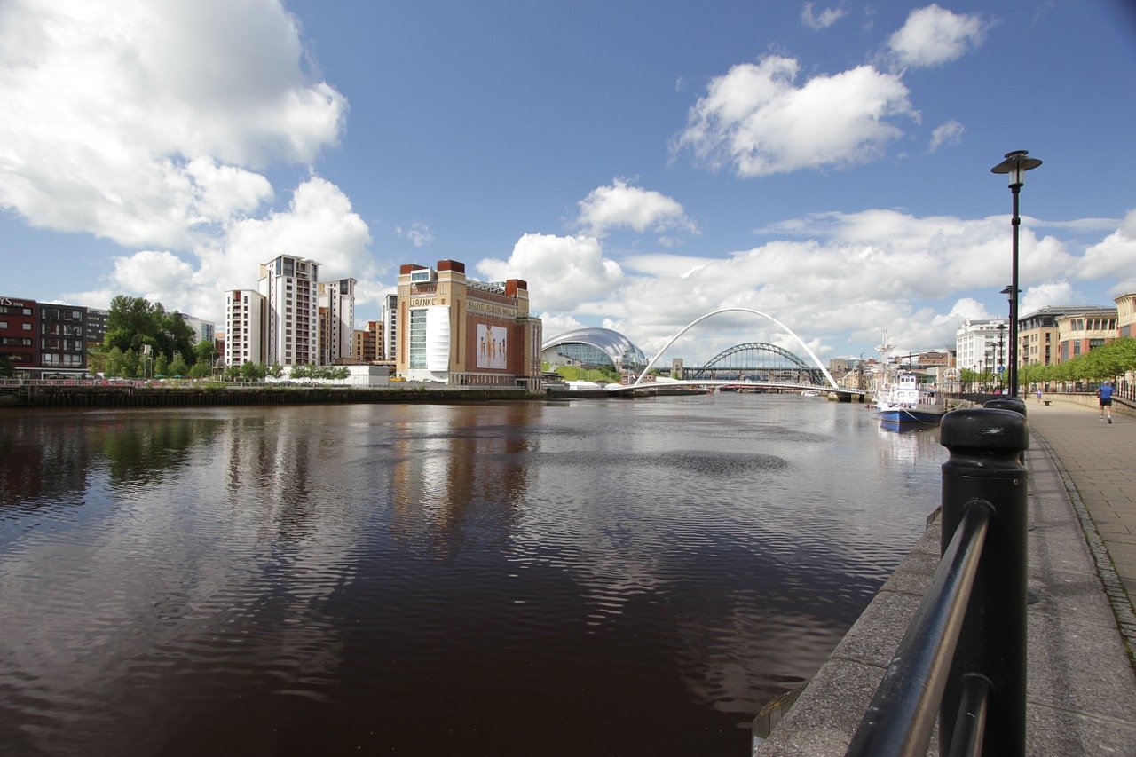 Quayside walk with views across the Tyne river.