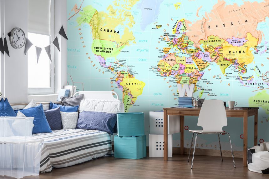 World map wallpaper mural
