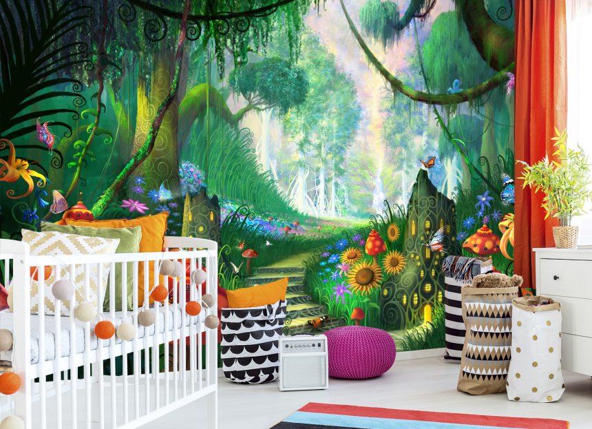 Fairytale mural in a nursery