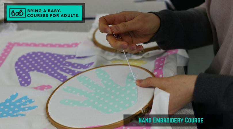 Hand embroidery course Bring A Baby course for adults