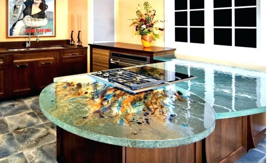 Recycled glass table