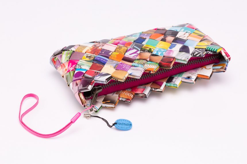 Clutch bag made from sweet wrappers