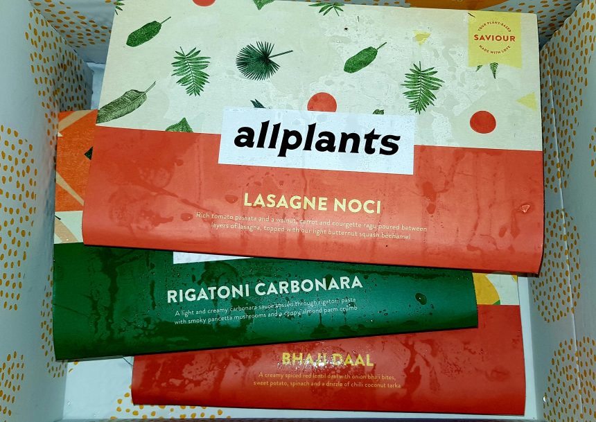 Allplants vegan meals stacked up