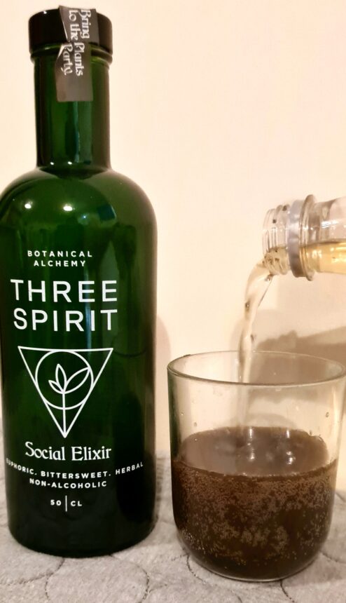 Social Elixir Three Spirit drink. With ginger ale. Non-alcoholic cocktails