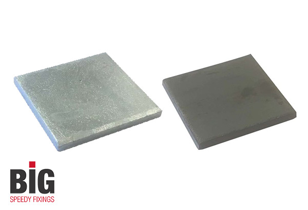 Types of steel shims and steel packers. Square shims